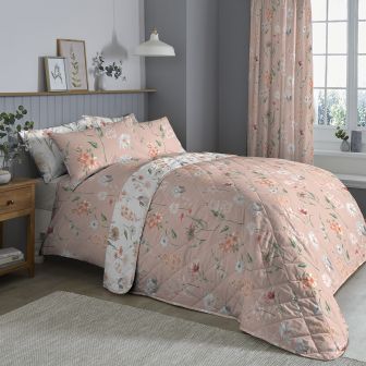 Verity Coral Cotton Rich Duvet Cover Set