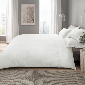 Waffle White 100% Cotton Duvet Set