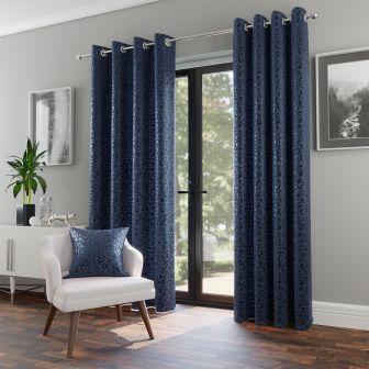 Zambezi Navy Ready Made Eyelet Curtain