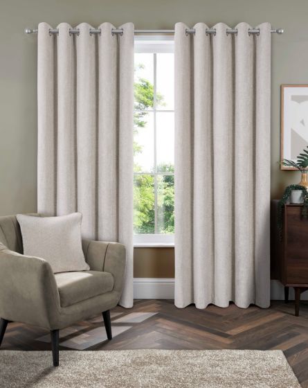 Newbury Natural Blackout Ready Made Eyelet Curtains