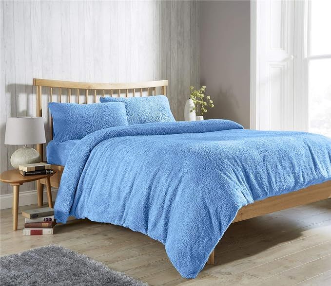 Blue teddy fleece bedding clearance