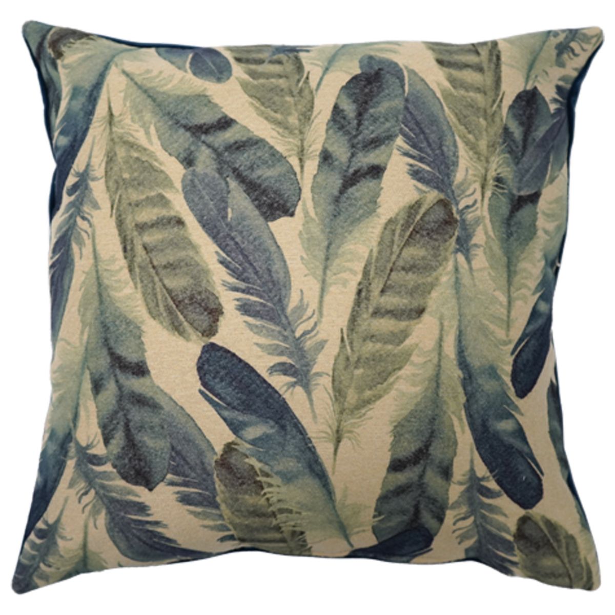 Feathers Indigo Filled Cushion