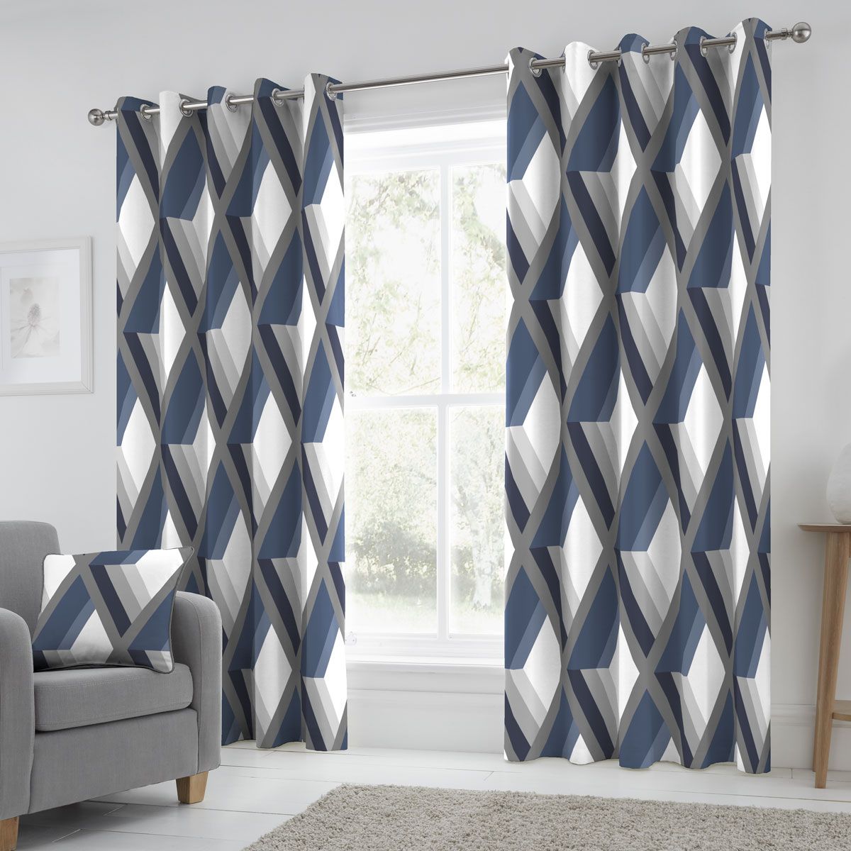 Navy and hot sale grey curtains