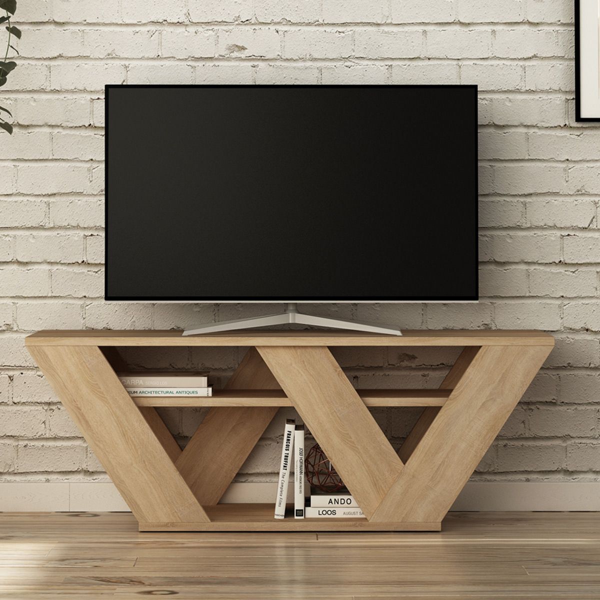 oak wall tv unit