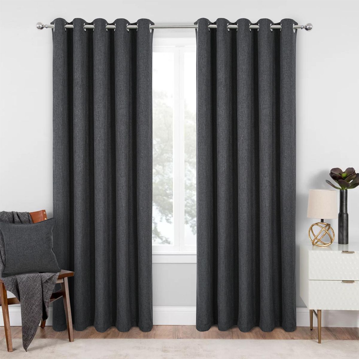 Grey eyelet blackout curtains discount