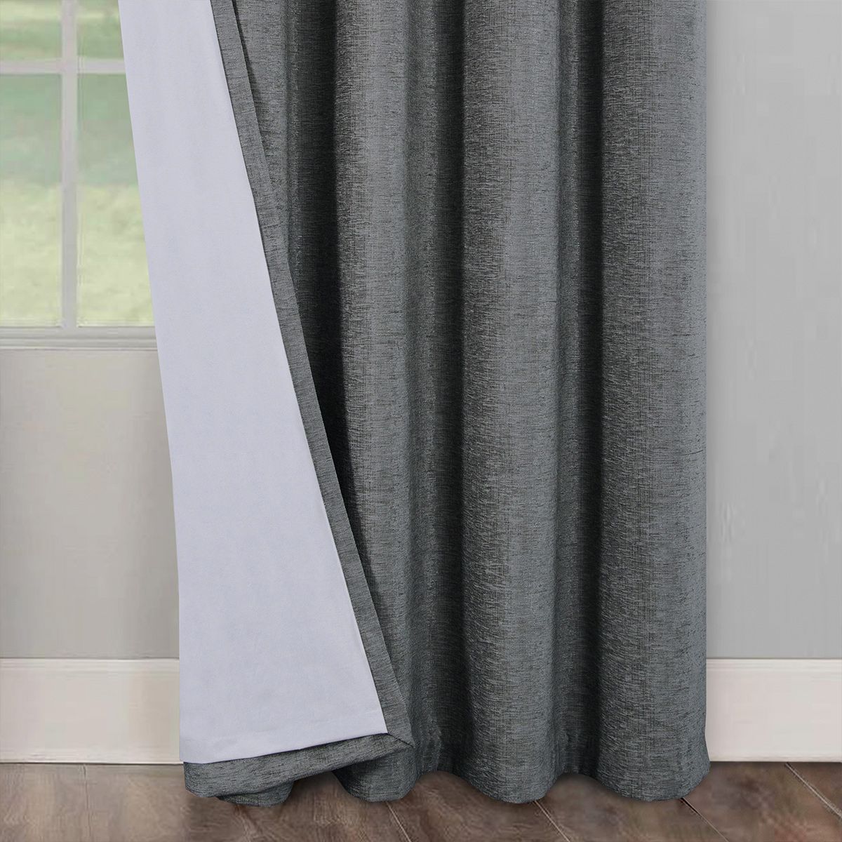 Belgravia Charcoal Blackout Ready Made Eyelet Curtains