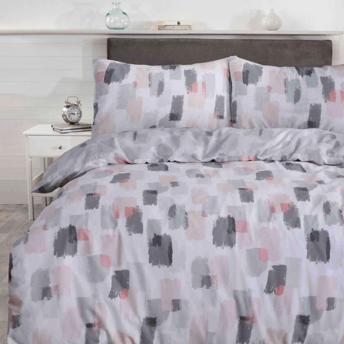 Osaka Grey Blush Cotton Rich Duvet Set