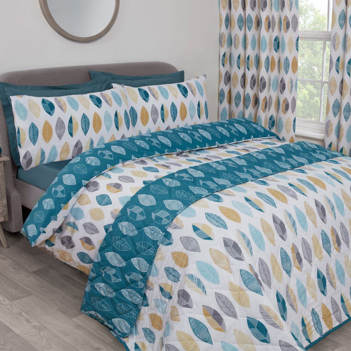 Savannah Ochre Teal Bedspread