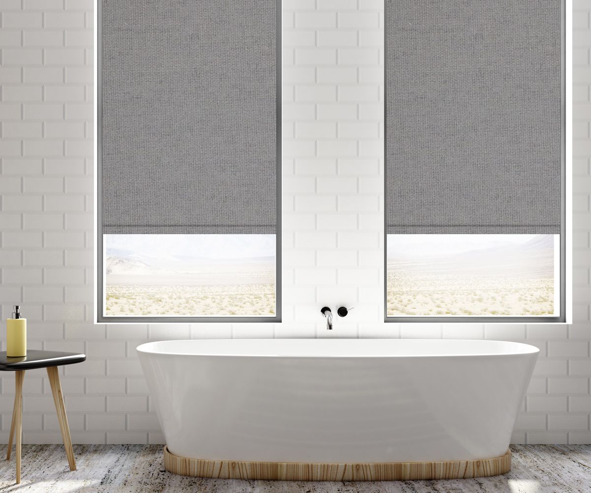 Blackout Grey Linen Roller Blind
