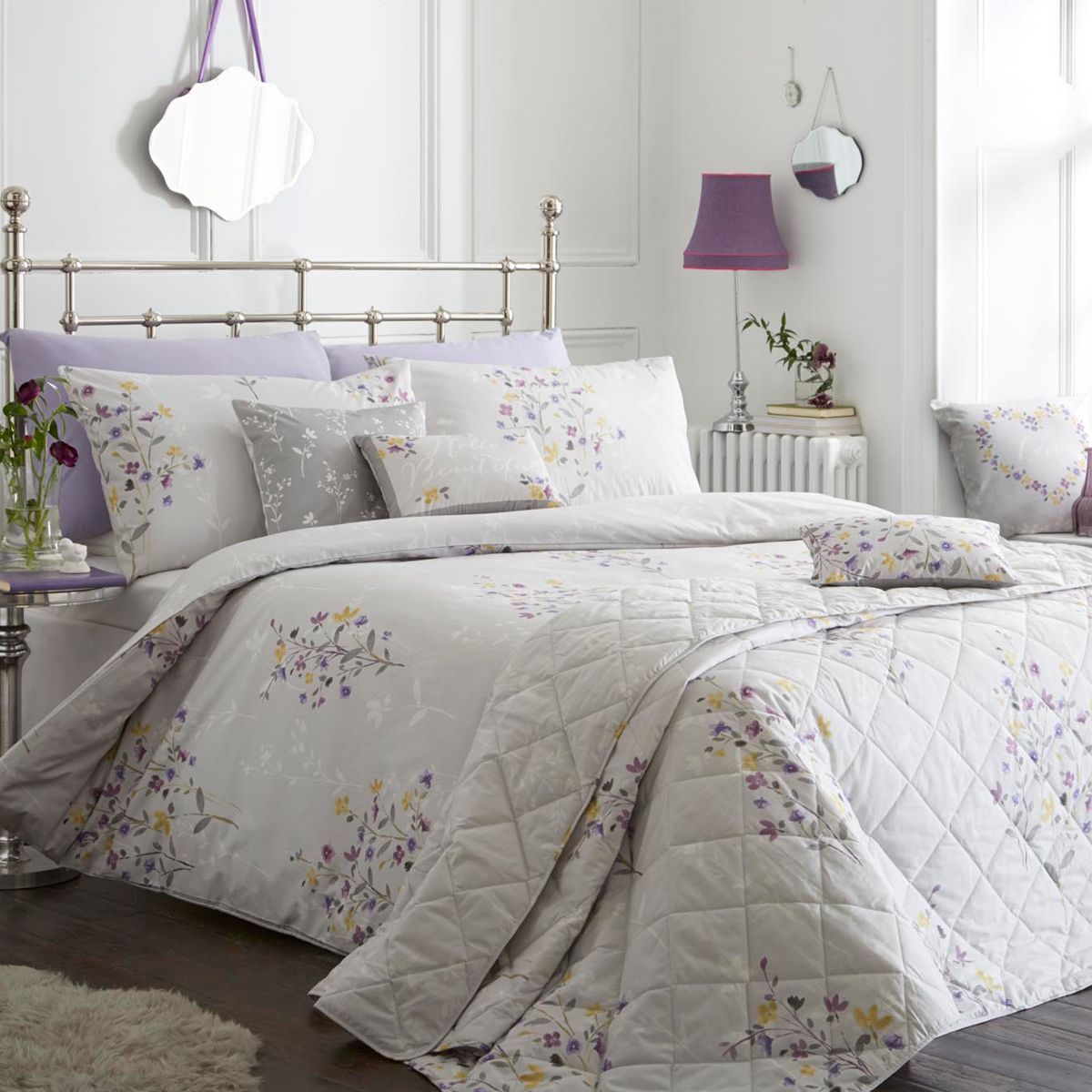 Felicity Silver Cotton Mix Duvet Set