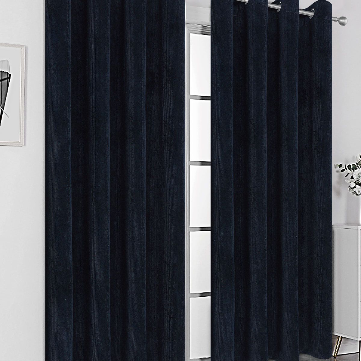 Stratford 90" x 90" Navy Ready Made Eyelet Curtains