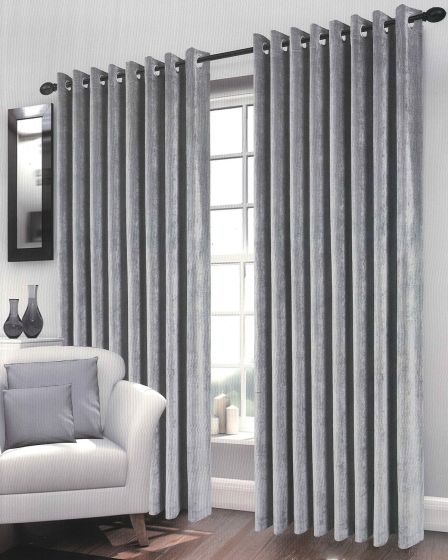 Riga Grey Ready Made Eyelet Curtains