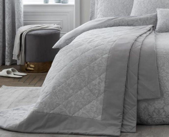 Chatsworth Silver Quilted Bedspread