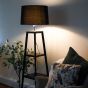 Wood Shelf Black Floor Lamp
