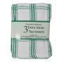 Green Check Tea Towels 3pk