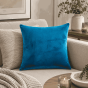 Chenille Plain Teal Filled Cushion