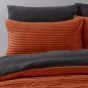 Teddy Fleece Cord Terracotta and Grey Duvet Cover Set