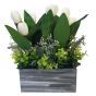 White Tulips in Wooden Crate