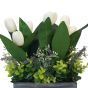 White Tulips in Wooden Crate