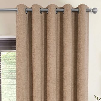 Belgravia Beige Blackout Ready Made Eyelet Curtains
