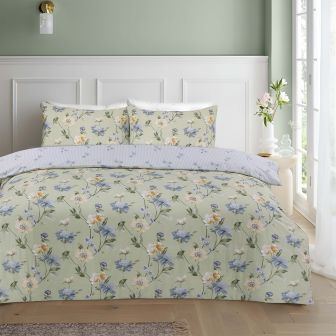 Bloomsbury Green Cotton Rich Duvet Cover Set