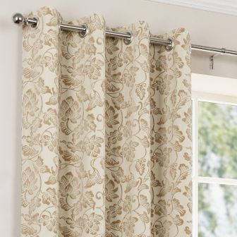 Canterbury Natural Ready Made Lined Eyelet Curtains