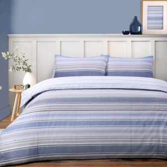 Causeway Blue Cotton Rich Duvet Cover Set