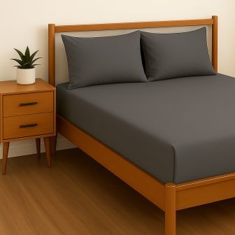 Percale Charcoal Cotton Mix Fitted Sheet Range