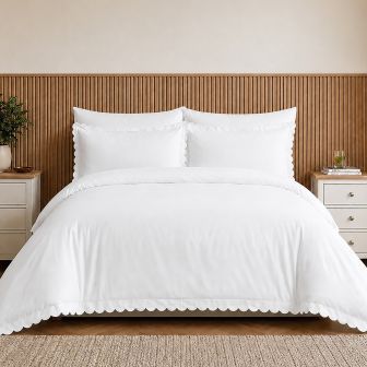 Como Scallop White Duvet Cover Set