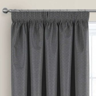 Eden Charcoal Blackout Ready Made Pencil Pleat Curtains