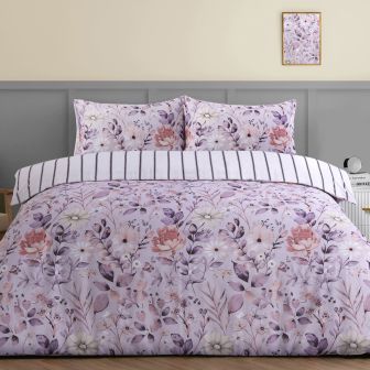 Kew Lilac Cotton Rich Duvet Cover Set