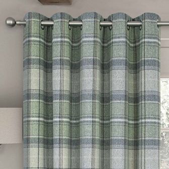 Kinross Green Interlined Thermal Ready Made Eyelet Curtains