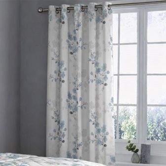 Nadia Blue Thermal Lined Curtains 66" x 72"