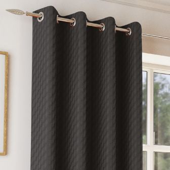 Osaka Black Thermal Ready Made Eyelet Curtains