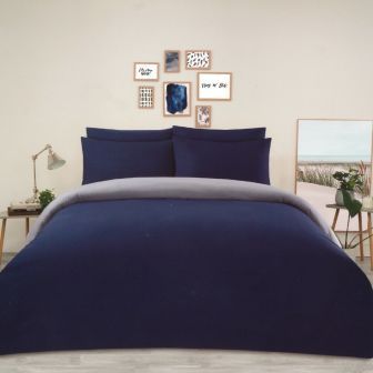 Oxford Navy and Grey Duvet Cover Set