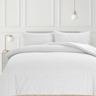 Paloma Quilted White Duvet Cover Set