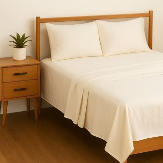 Percale Ivory Cotton Mix Flat Sheet