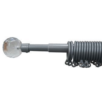Ball 13/16mm Silver Curtain Extendible Pole 1.2-2.1m