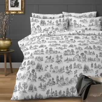 Toile Black Cotton Rich Duvet Cover Set