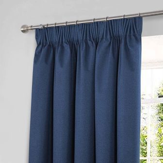Venus Navy Blackout Ready Made Pencil Pleat Curtains