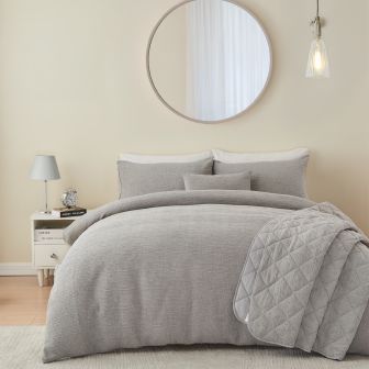 Verbier Silver Cotton Mix Duvet Cover Set