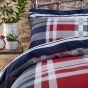 Carson Red & Blue Cotton Mix Duvet Set