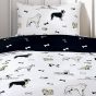 Dogs Black and White Cotton Mix Duvet Cover Set