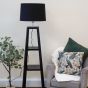 Wood Shelf Black Floor Lamp
