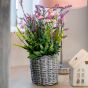 Lavender & Pink Florals in Wicker Pot