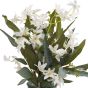 White And Green Florals in Glass Vase 