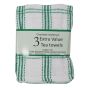 Green Check Tea Towels 3pk