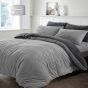 Teddy Fleece Cord Grey and Charcoal Duvet Cover Set 