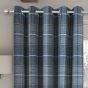 Kinross Blue Interlined Thermal Ready Made Eyelet Curtains