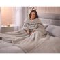 Wearable Grey Teddy Fleece Blanket with Heated Front Pocket